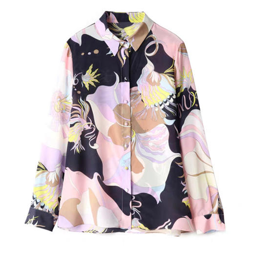 丁摩 新款真丝衬衫时尚长袖衬衫印花修身桑蚕丝衬衫20-149HS-DS399 商品图3