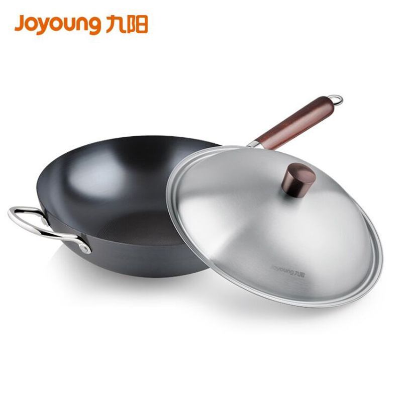 【有耳全钢盖】Joyoung/九阳CTG3205精铁真不锈健康炒锅燃磁通用32cm