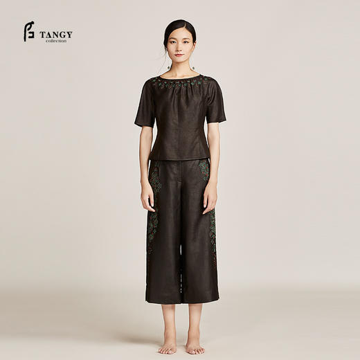 TANGY Collection天意莨绸合体绣花上衣 商品图0