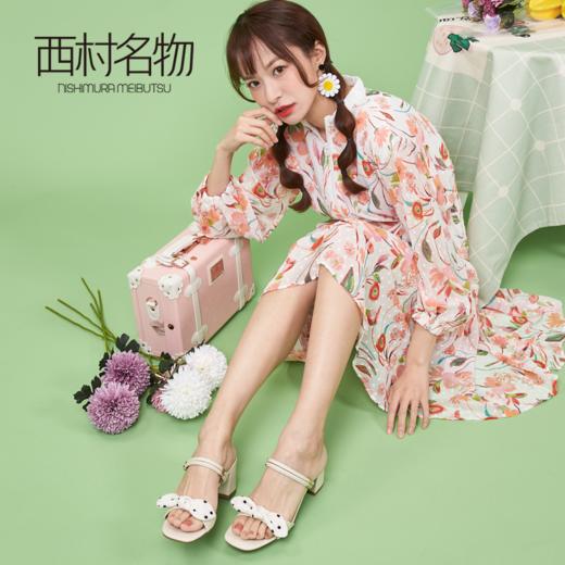 西村名物蝴蝶结可爱时尚中跟凉鞋拖鞋X29BJ20271 商品图1