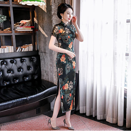 WXG-20119新款修身春装中印花装改良旗袍 商品图3