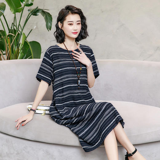 MQ-836新款减龄显瘦大码胖mm遮肚子雪纺连衣裙XCX 商品图1