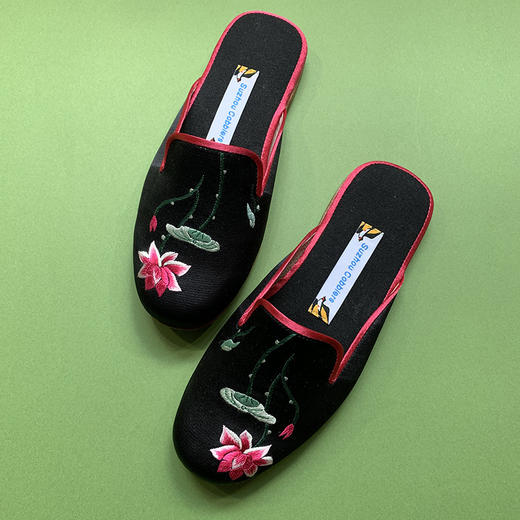 荷花手绣儿童拖鞋 lotus child slippers