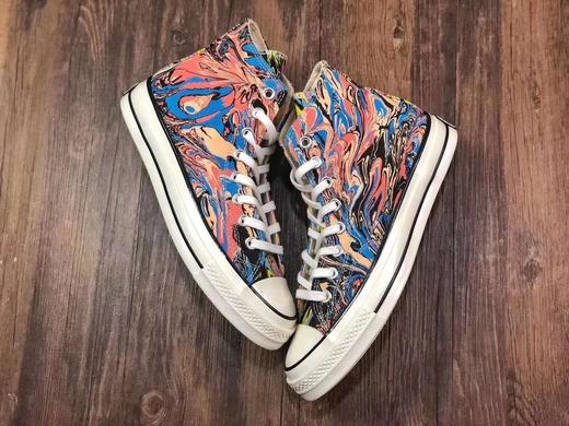 全新配色 Converse Chuck 70 Hi 油画风 朋克 黄蓝鸳鸯 彩绘 撞色 拼接 休闲鞋 联名 1970S经典鞋身鞋垫 商品图0