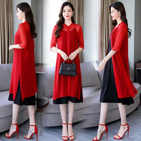 上海旗袍厂ASE-ASE2218开叉侧摆真丝长款单排开衫外披