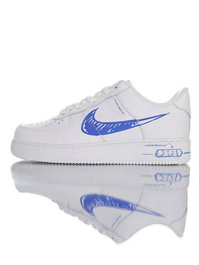 耐克空军一号Nike Air Force 1  Low 手绘风球鞋 手绘白蓝勾 手绘白黑勾