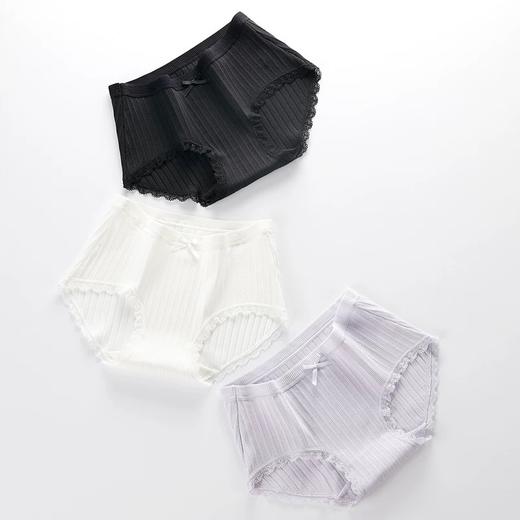 XYE-090日系新品罗纹透气舒适甜美性感蕾丝边三角裤（6条装） 商品图2