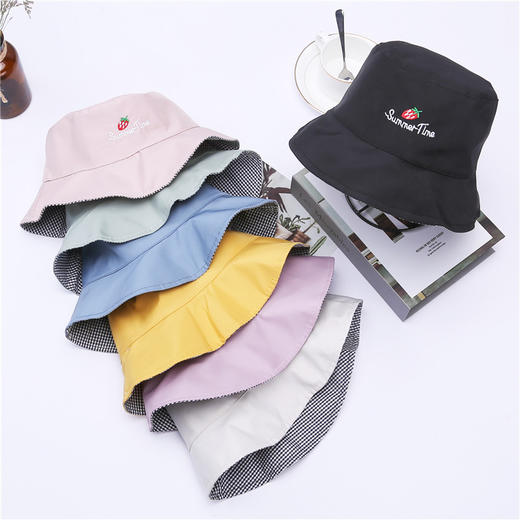 HM-BBM2011夏季遮阳防晒帽双面可爱草莓宝宝盆帽 商品图4