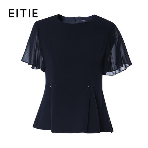 EITIE爱特爱夏季新款通勤收腰显瘦荷叶袖女上衣B2013416 商品图6