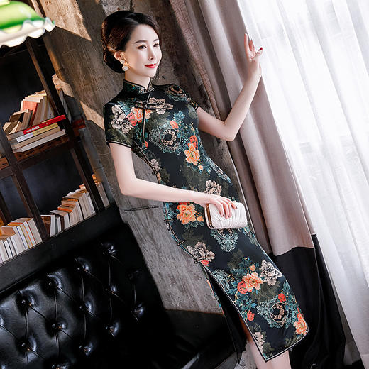WXG-20119新款修身春装中印花装改良旗袍 商品图1