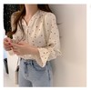 【V领雪纺衬衫女学生】春夏款女装 韩版小清新爱心印花上衣 商品缩略图4