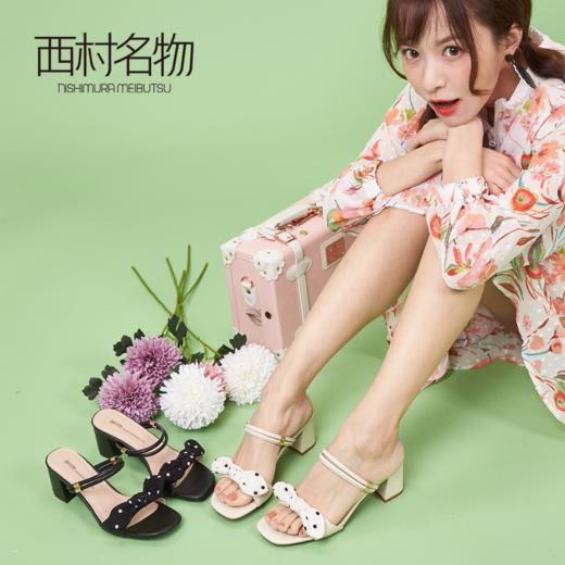 西村名物蝴蝶结可爱时尚中跟凉鞋拖鞋X29BJ20271 商品图3