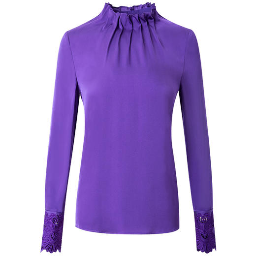 FMY-29118春季新品木耳边简约修身桑蚕丝上衣 商品图3