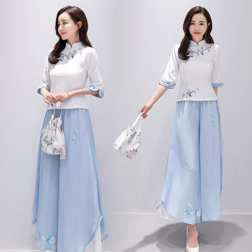 LY-ZS920312夏季新式民国气质改良版旗袍两件套 商品图1