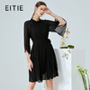 EITIE爱特爱夏季新款时尚简约网纱拼接收腰圆领连衣裙女薄款5907673 商品缩略图1