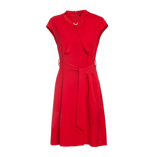 EITIE爱特爱夏季新款通勤V领收腰红色A字连衣裙女B2007442 商品图4