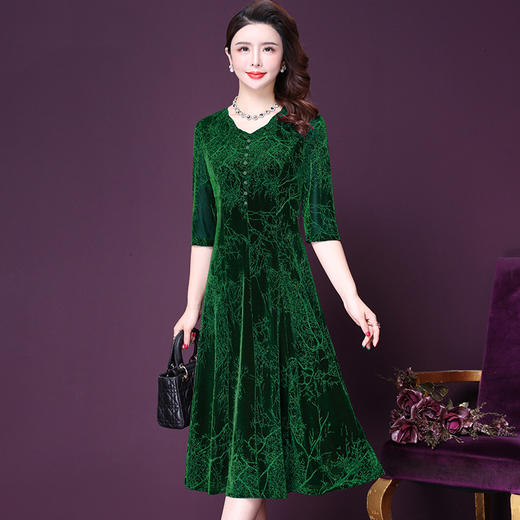 WXY-7162春季新款烫花阔太太洋气打底连衣裙 商品图1