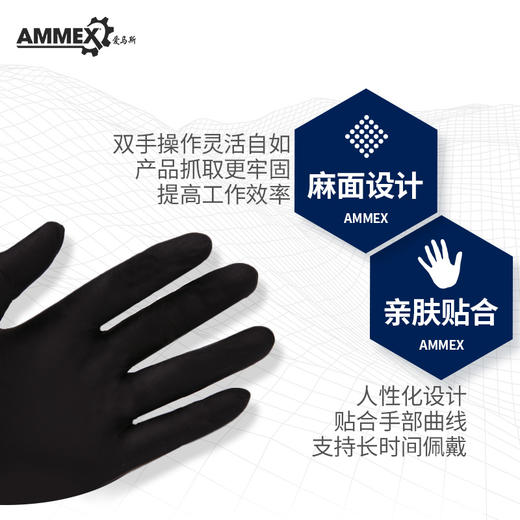 【进口 耐用型】一次性黑色丁腈手套（无粉 微麻面）纹身实验室执勤 GPNBC 商品图1