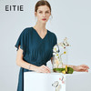 EITIE爱特爱夏季新款简约通勤V领连接荷叶袖收腰连衣裙女中长59076118 商品缩略图0