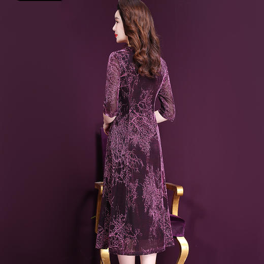 WXY-7162春季新款烫花阔太太洋气打底连衣裙 商品图2