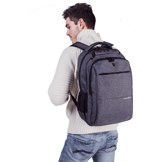 维多利亚旅行者 VICTORIATOURIST 双肩包电脑包15.6英寸 男商务防泼水双肩背包V9006灰色 商品图3