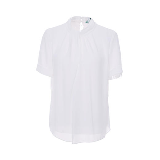 EITIE爱特爱女装夏季新款通勤百搭纯色立领镂空长袖衬衫上衣6109808 商品图4