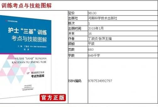 护士 三基 训练考点与技能图解 丁淑贞 张萍职称入职升职考试书河南科学技术出版社 9787534992797 商品图1