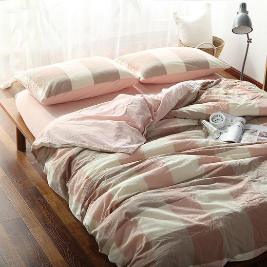 老米优品 / 无印代工厂直供春款水洗棉格纹四件套  SJT200315K 商品图2