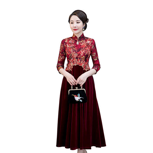 QQ-9498重工刺绣婚宴旗袍裙中国风连衣裙长旗袍 商品图4