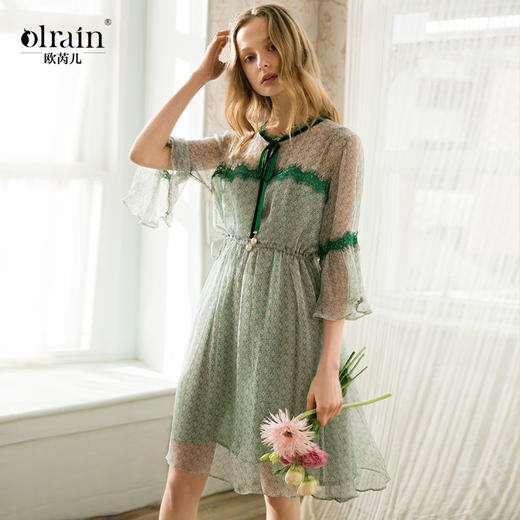 欧芮儿夏装新品喇叭袖连衣裙 商品图4