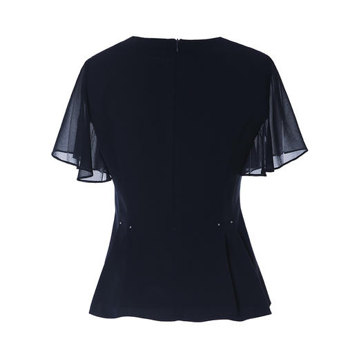 EITIE爱特爱夏季新款通勤收腰显瘦荷叶袖女上衣B2013416 商品图7