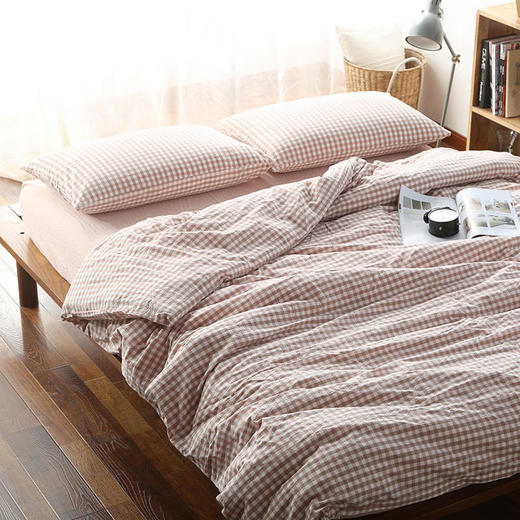 老米优品 / 无印代工厂直供春款水洗棉格纹四件套  SJT200315K 商品图3