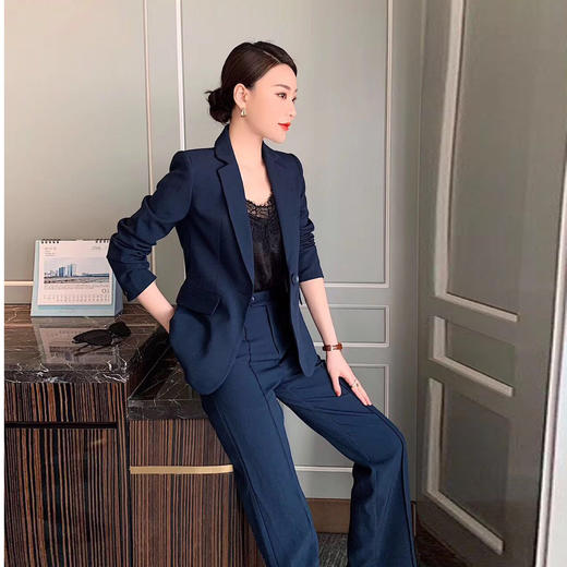 KLN-20201014春季新款女装时尚小西装直筒裤两件套 商品图3