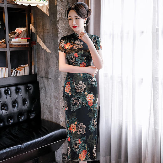 WXG-20119新款修身春装中印花装改良旗袍 商品图2