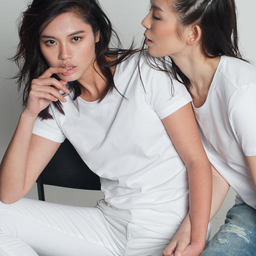 【特价清仓】男女经典款50支圆领/V领短袖T恤 商品图1