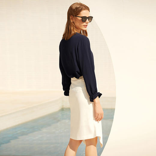 IWY/藏青色衬衫白色半裙套装B266 商品图8