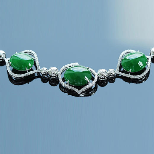 派瑞翡翠 18K金翡翠项链 冰种 满绿 商品图1