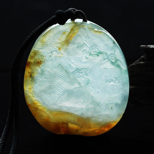 派瑞翡翠 翡翠挂件 烟波泛舟 冰糯种 翡色 商品图3