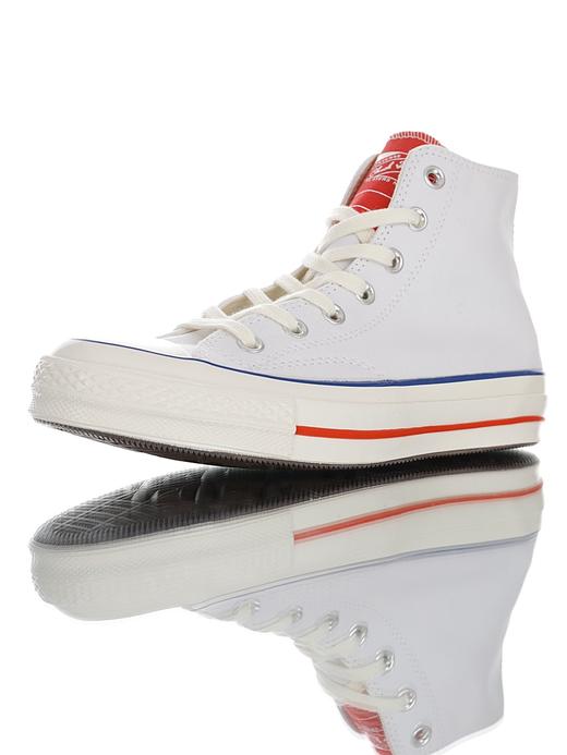 硫化工艺聚氨酯硅蓝PU中底米白 天蓝 ， 匡威Converse All Star 1970s Hi"Varsity Remix"复古三星标高帮休闲运动硫化百搭板鞋“帆布天蓝米白反标鞋舌”166827C 商品图5