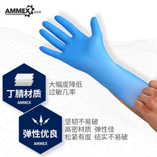【进口 经济型】一次性蓝色丁腈手套（无粉 微麻面） 餐饮食品加工实验室纹身汽修 APFGWC 商品图6