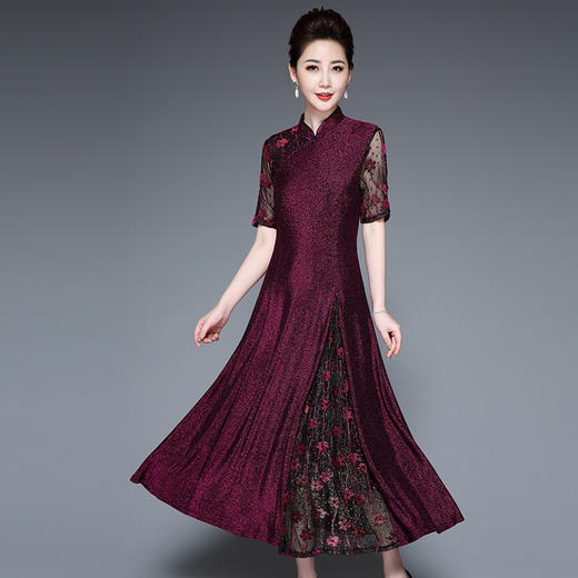 YZL-227宴会礼服复古立领连衣裙 商品图0