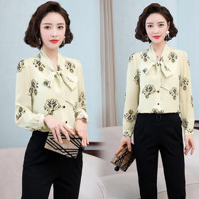 上海旗袍厂ASE-3337气质大气系带真丝衬衫