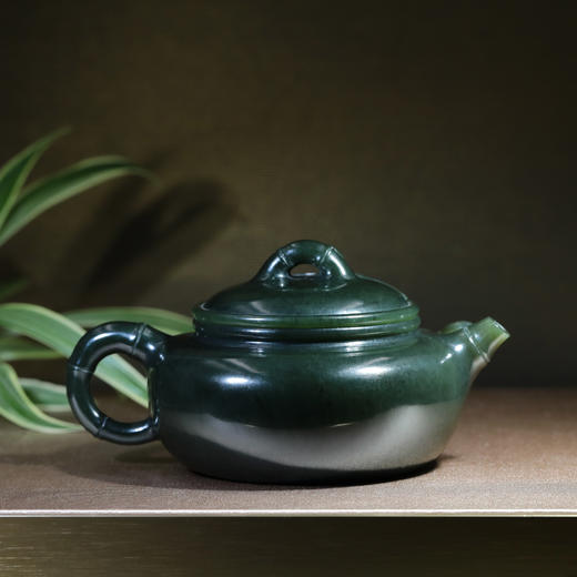和田玉（青玉）玉壶--竹节圆壶（宋鸣放）239.3G 商品图2
