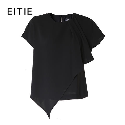 EITIE爱特爱夏季时尚百搭不规则雪纺圆领小上衣女6213901 商品图2