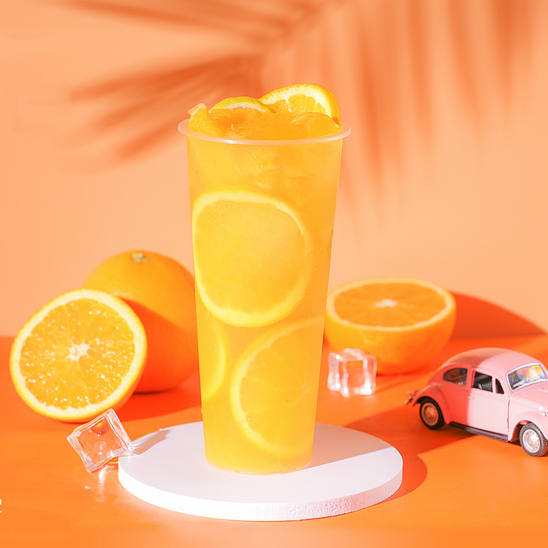 手作素燕窝鲜果茶 ：爆杯甜橙（有机茉莉花茶）冰700ml