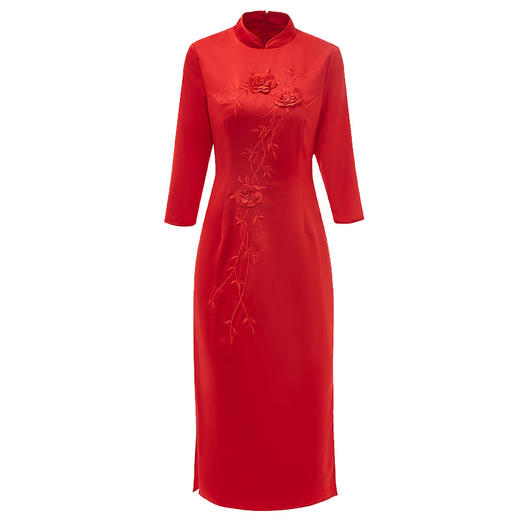 MWYG-9GC19060新款中国风刺绣红色连衣裙 商品图4