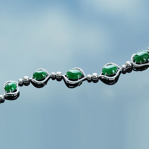 派瑞翡翠 18K金翡翠项链 冰种 满绿 商品图3