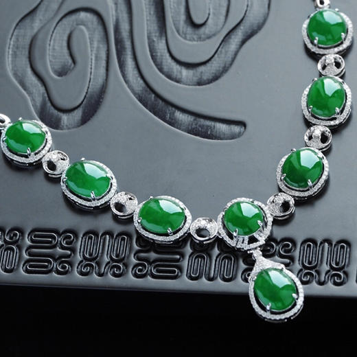 派瑞翡翠 18K金翡翠项链  冰糯种 满绿 商品图3