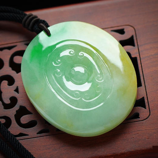 派瑞翡翠 翡翠挂件 寿牌 糯种 阳绿 翡色 商品图2