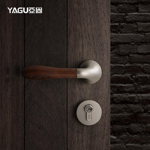 亚固卧室房门锁静音室内门锁磁吸实木简约门锁黑色分体美式门锁